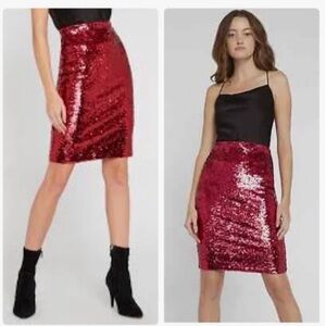 Alice + Olivia Ramos sequin pencil skirt. Deep ruby red color. Size 2.
